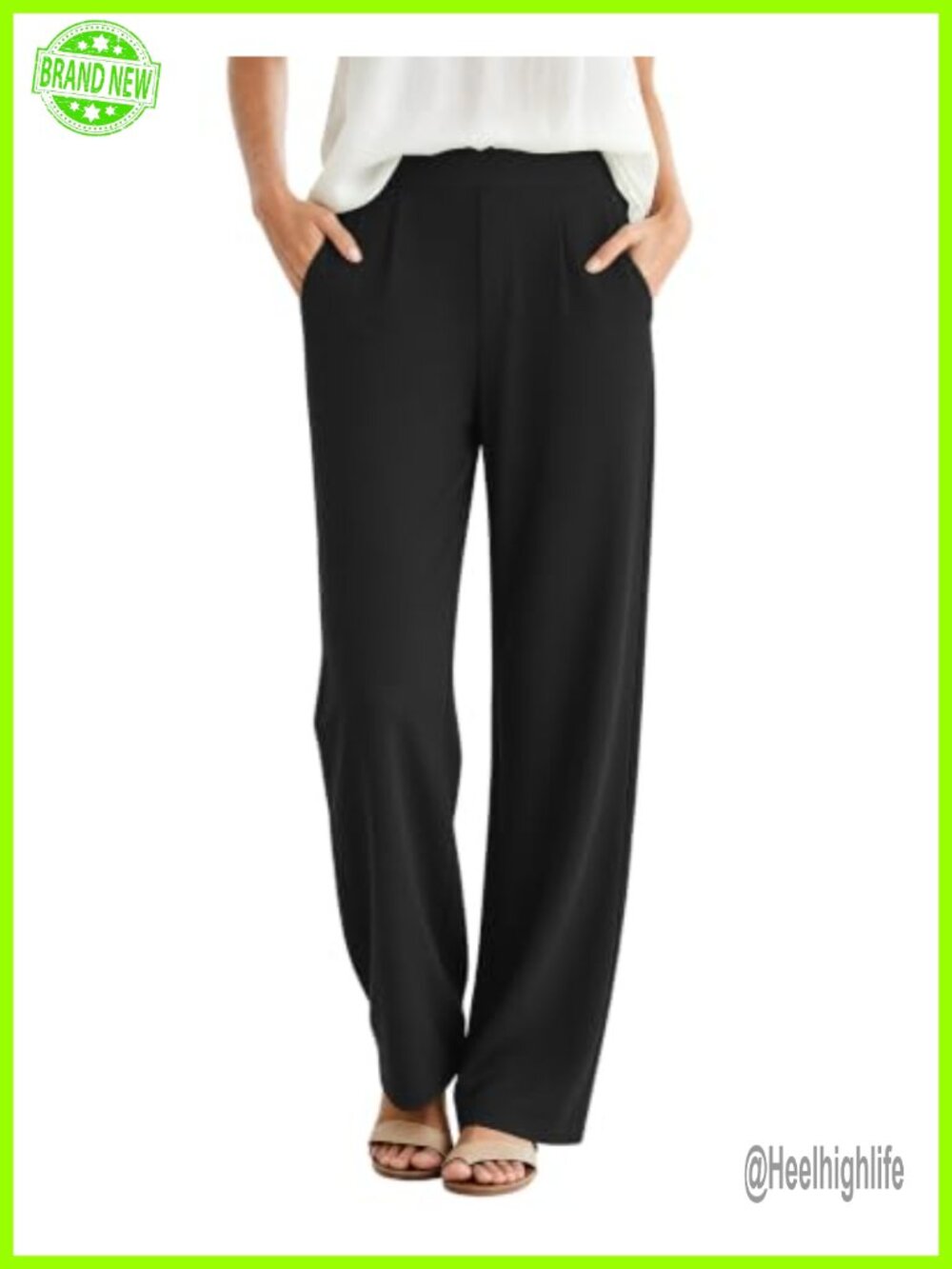 Womens High Waist Wide Leg Linen Palazzo Pants Drawstring Loose Fit Summer